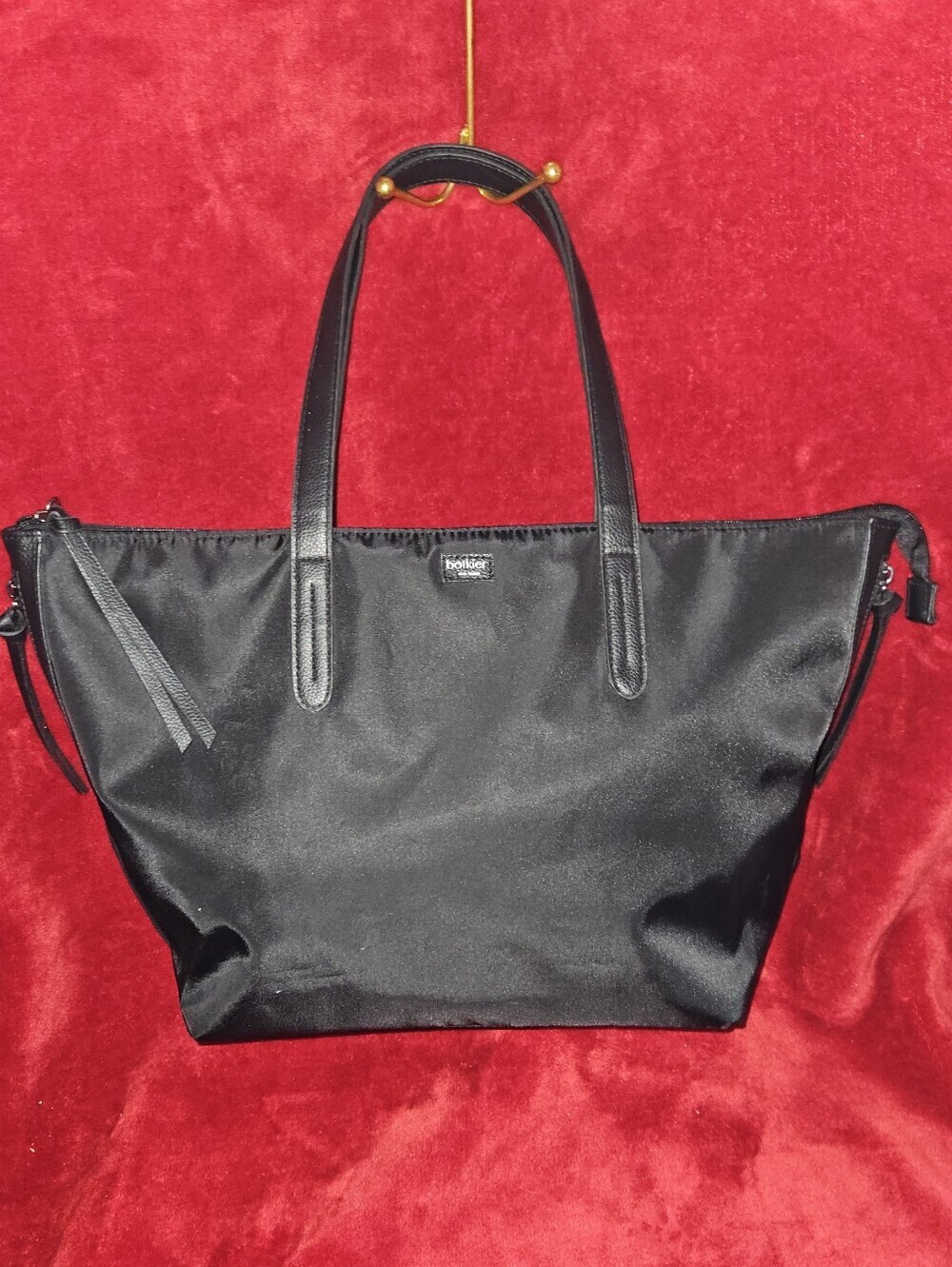 Botkier New York Bond Black Nylon Tote w/Leather Handles & Side Zippers Accent